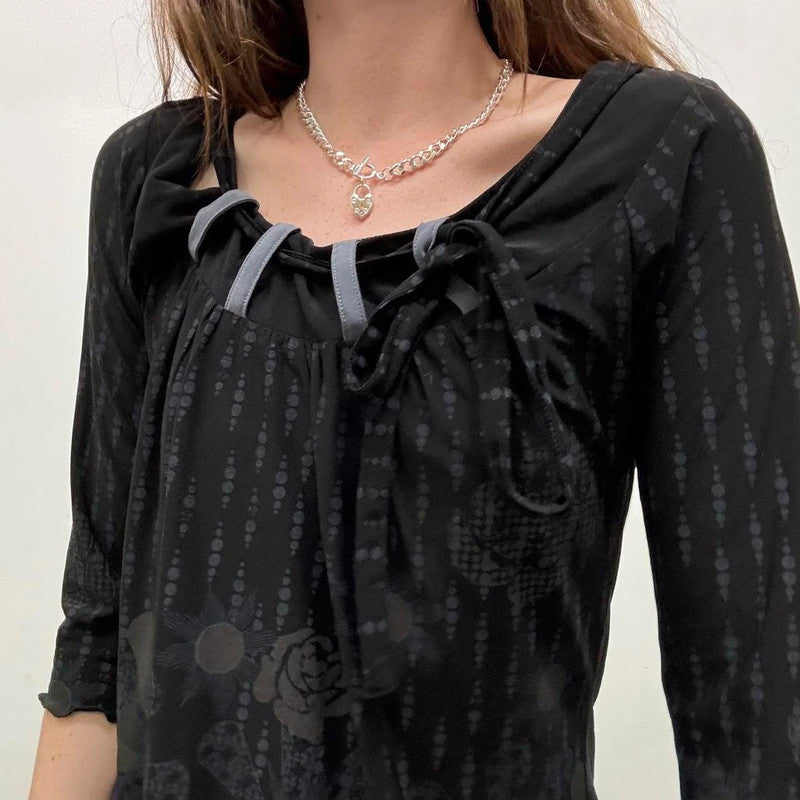 black grunge printed top