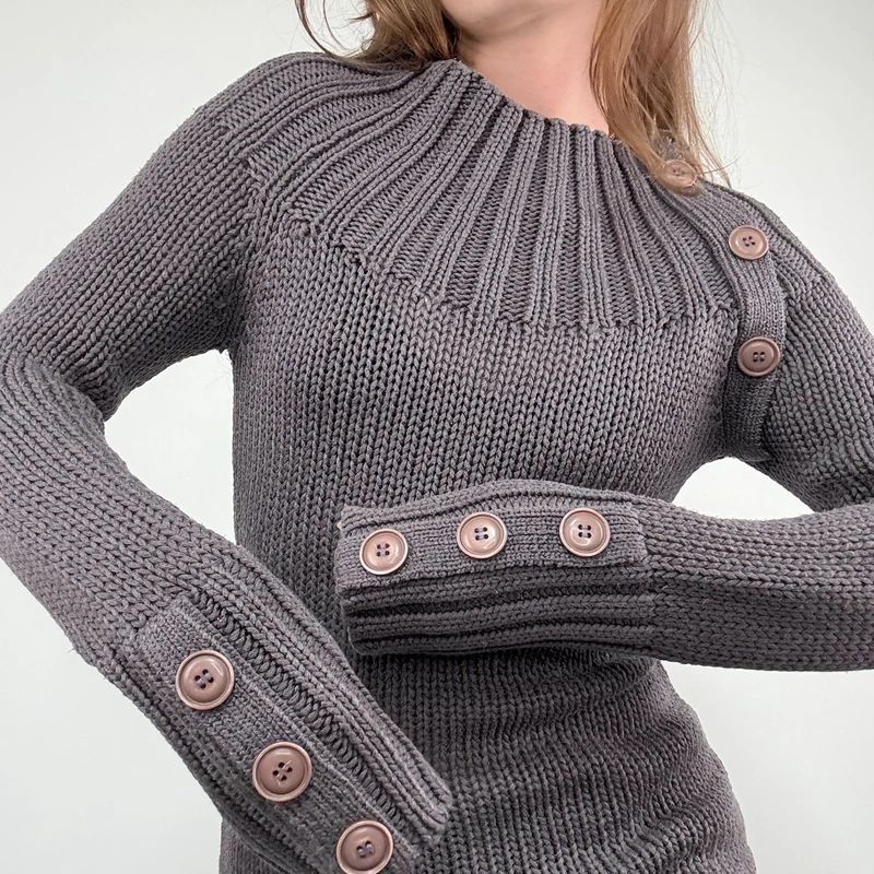 chunky knit ribbed funnel neck jumper