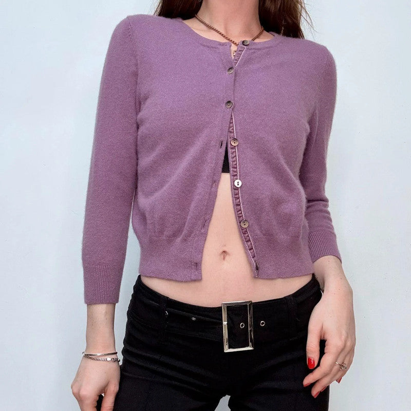 cashmere cropped lilac cardigan