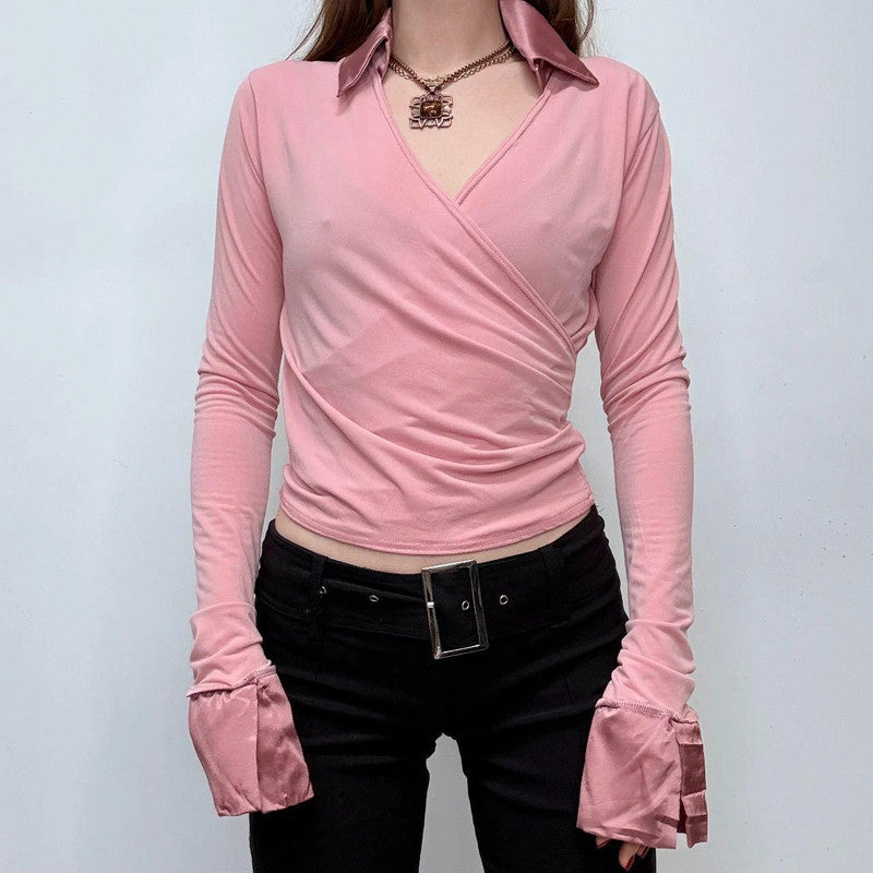 cropped pink fitted shirt