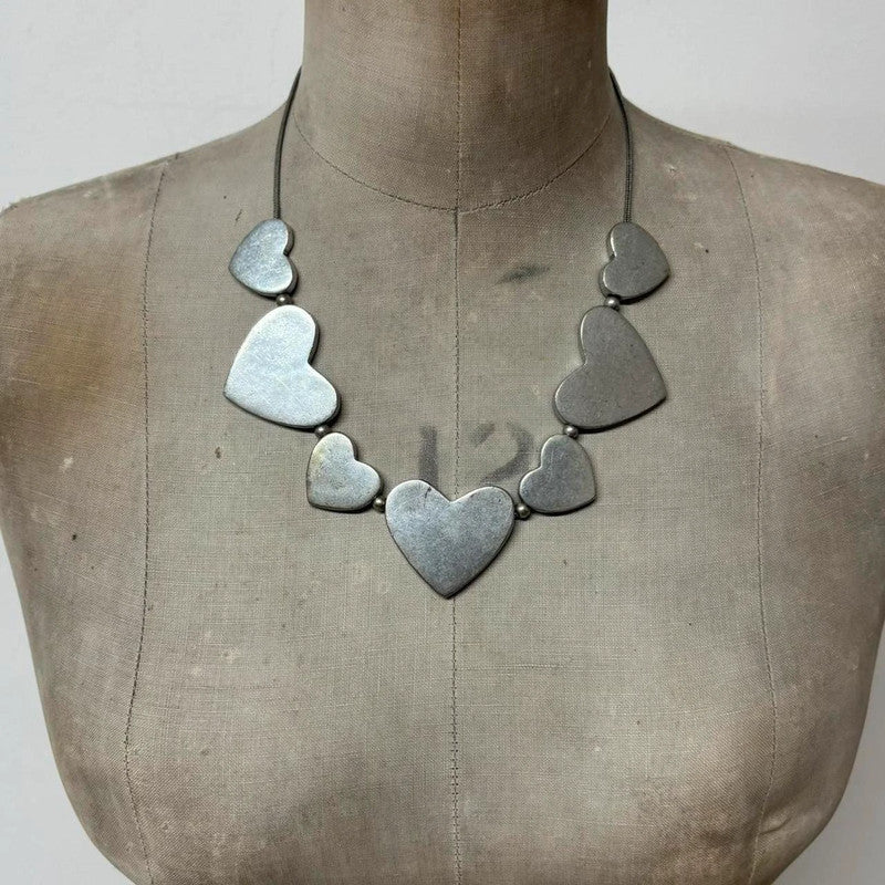 chunky silver heart necklace