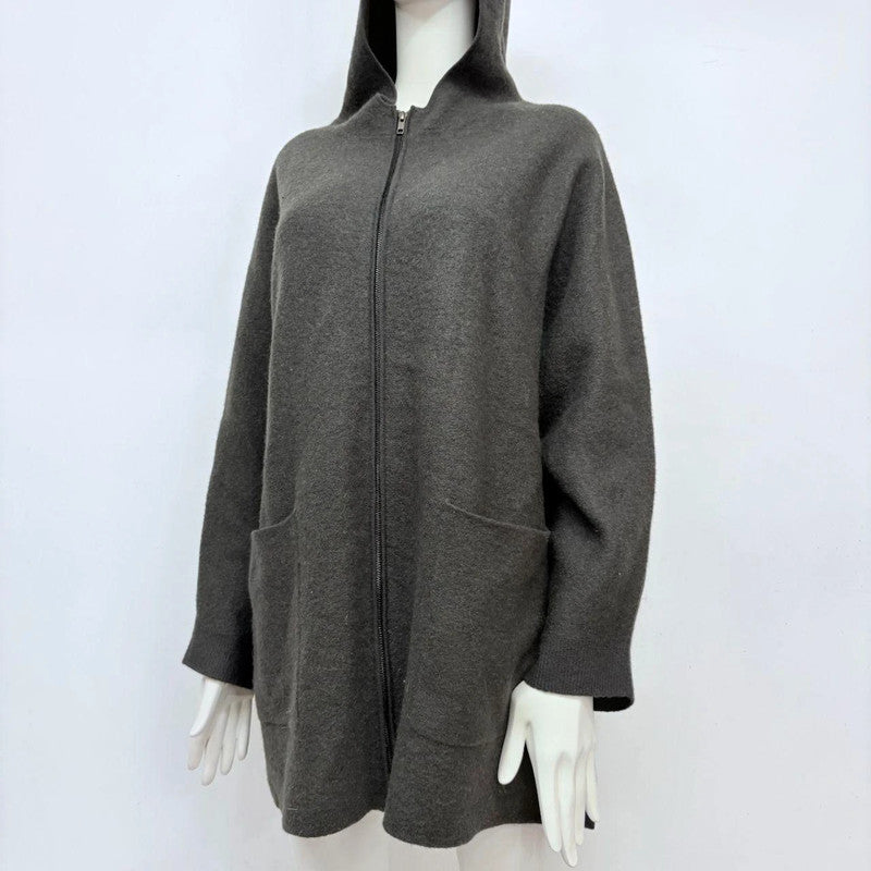 grey wool oversized jacket hoodie