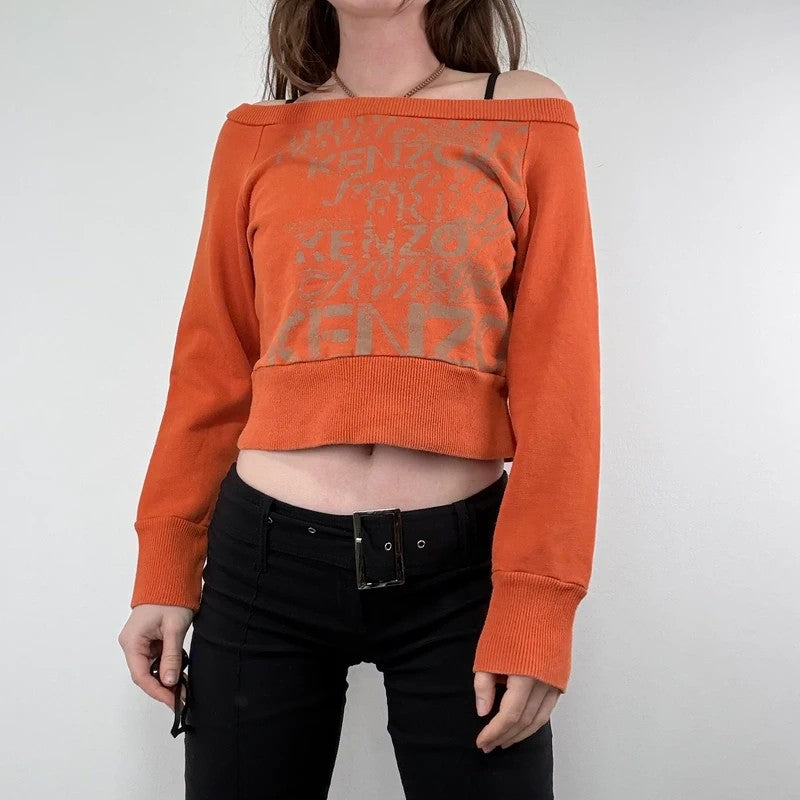 kenzo off the shoulder slouchy cropped sweater