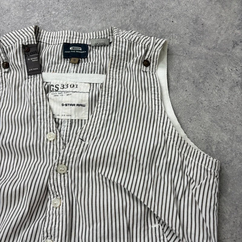 pinstripe g-star cotton cargo waistcoat shirt