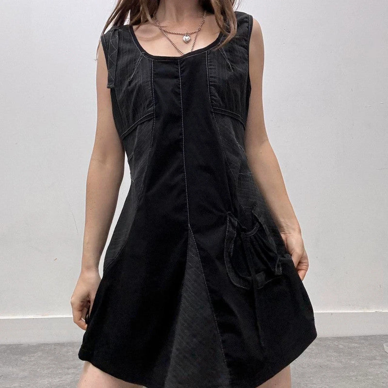 black pinstripe cargo dress