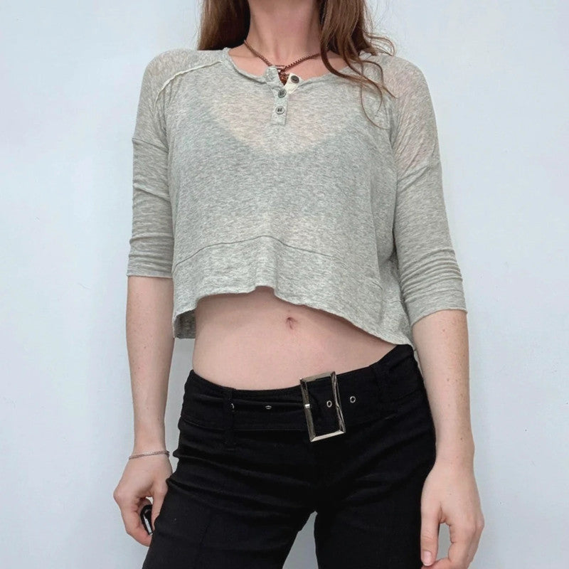 grey allsaints mini cropped sheer cotton t-shirt