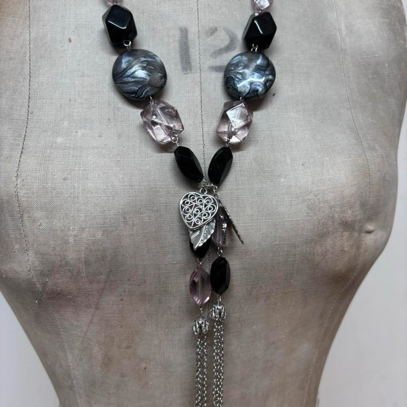 silver heart charm necklace