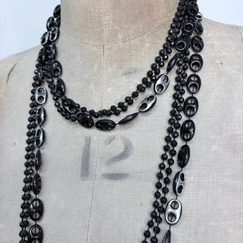 black long layered gothic chain necklace