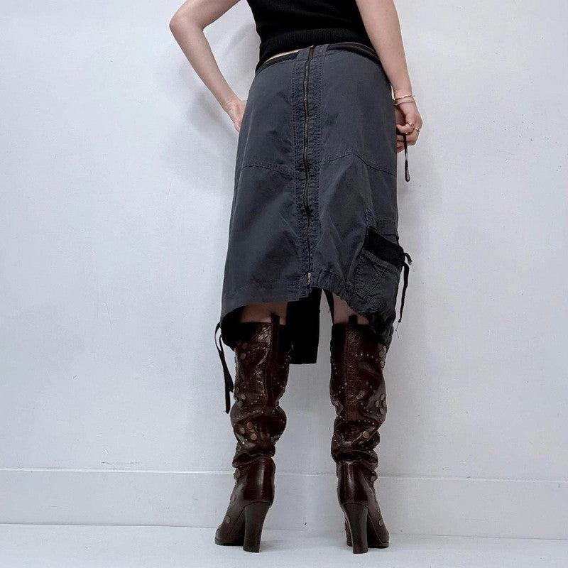 pinstripe low rise stretch waistband skirt