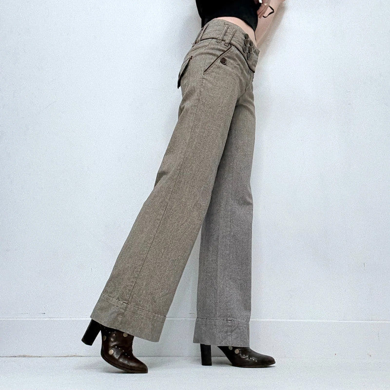 button corset waistband low rise suit pants