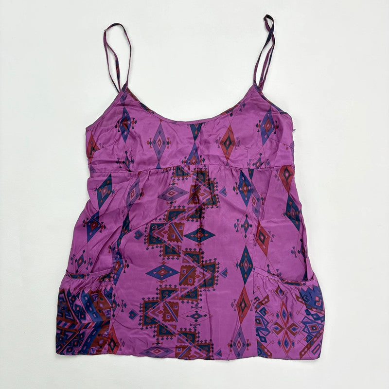 pink printed flared flutter vest