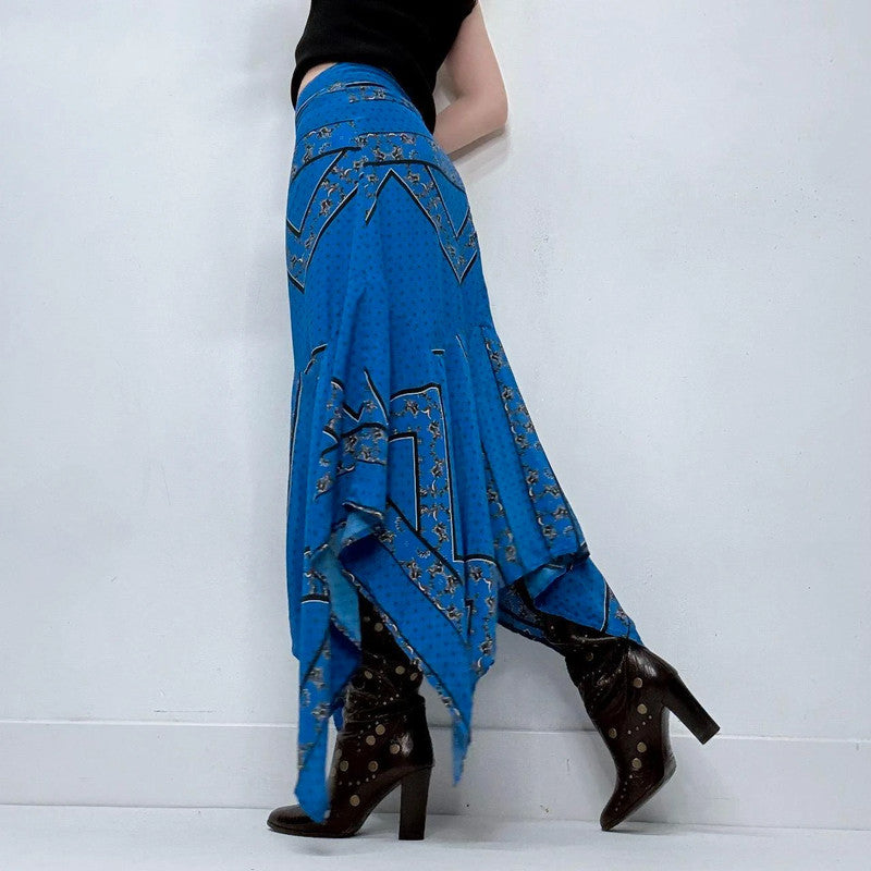 blue handkerchief Ganni silk skirt