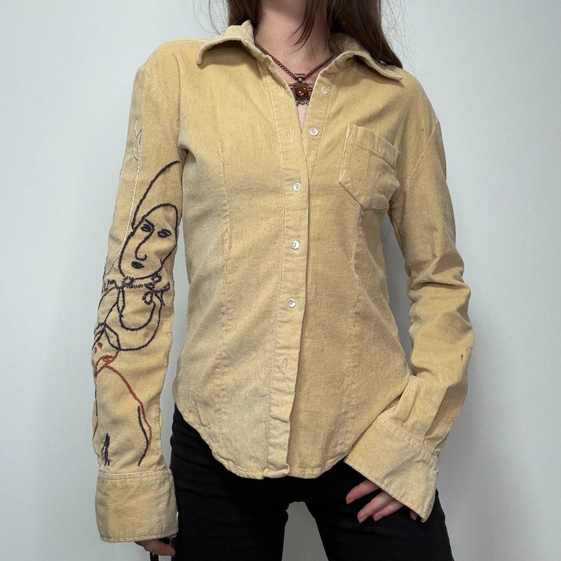 embroidered western corduroy shirt