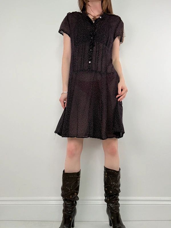 Sheer cotton polkadot babydoll dress