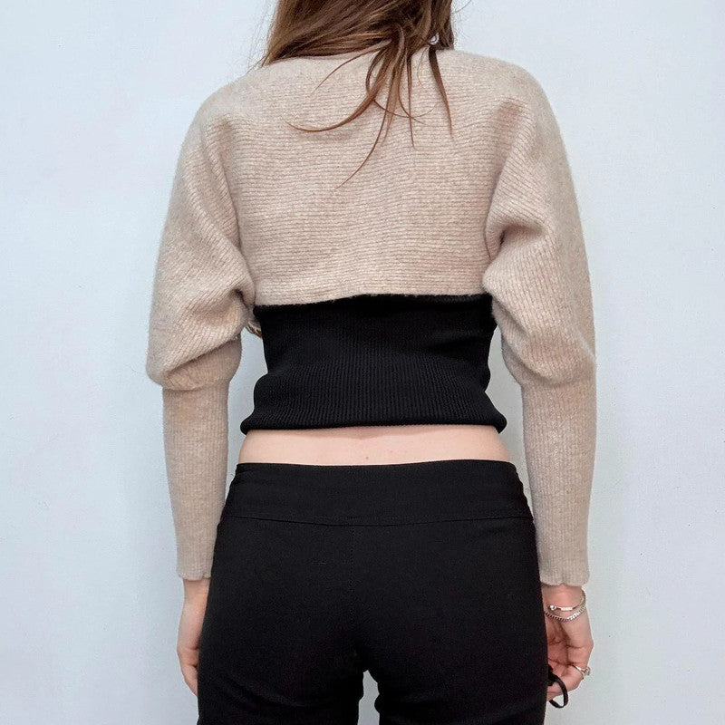 tan batwing cropped cashmere jumper