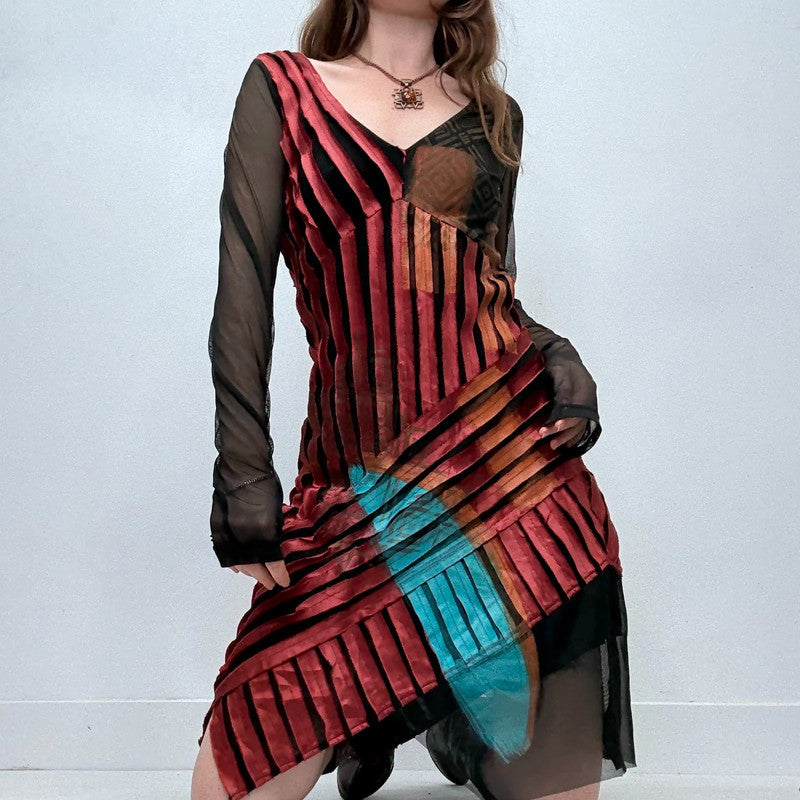 distressed asymmetric midi dress