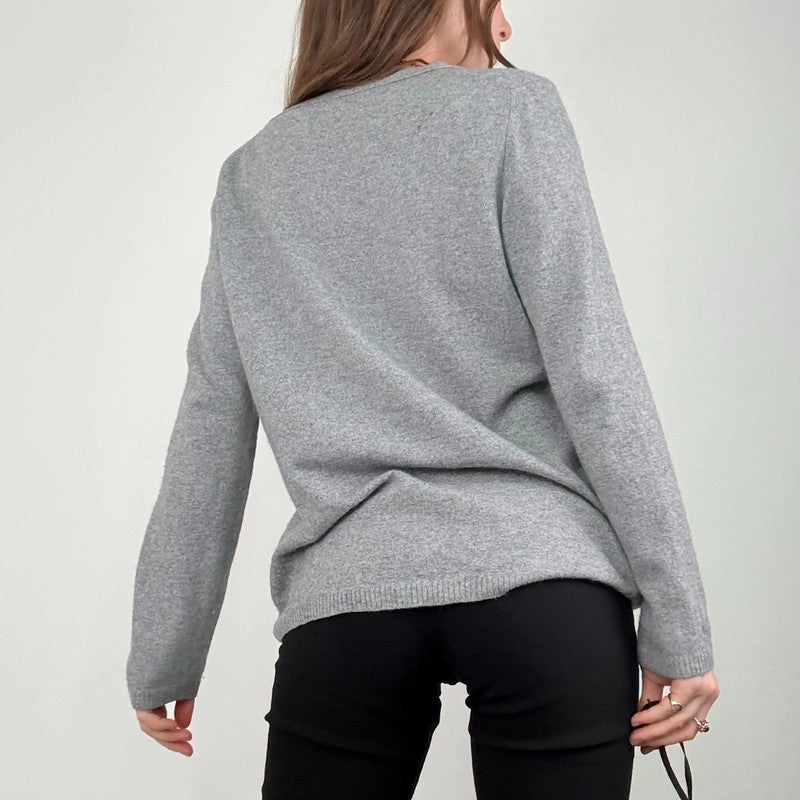grey cashmere slouchy studded jumper
