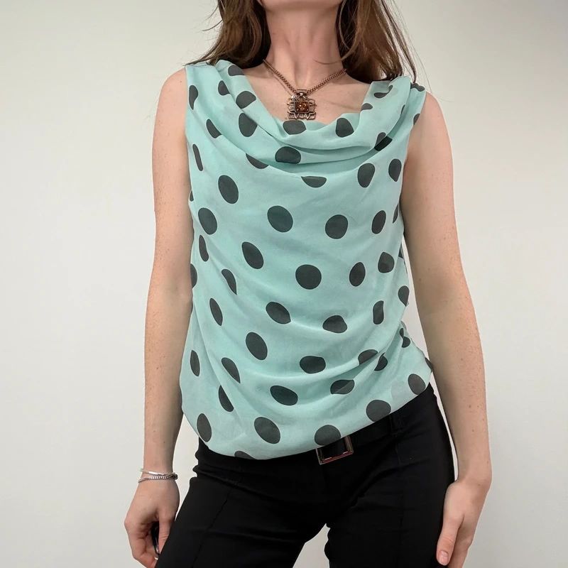 Slouchy Silk Polka Dot Vest