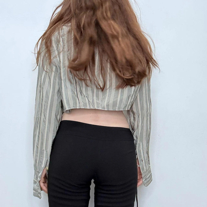 grey pinstripe structured puff shirt
