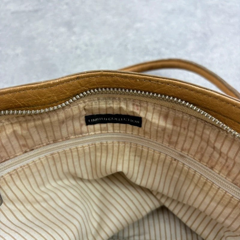 Cream yellow leather knot pleated handbag