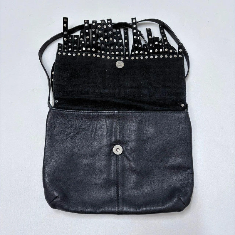 black leather studded grunge bag