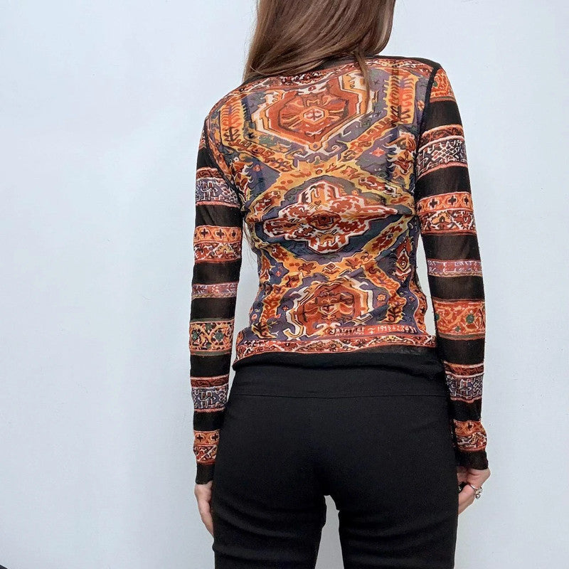 jean paul gaultier sheer boho mesh top