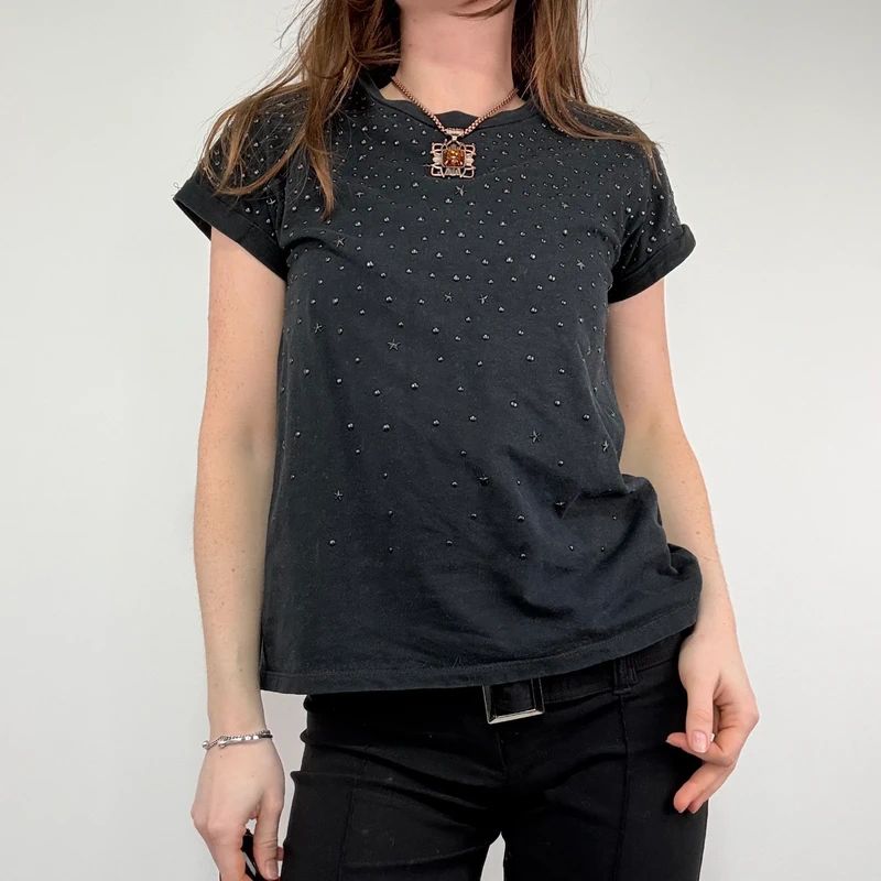 black studded allsaints t-shirt