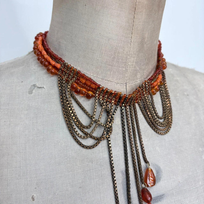boho draped chain fairy gemstone necklace