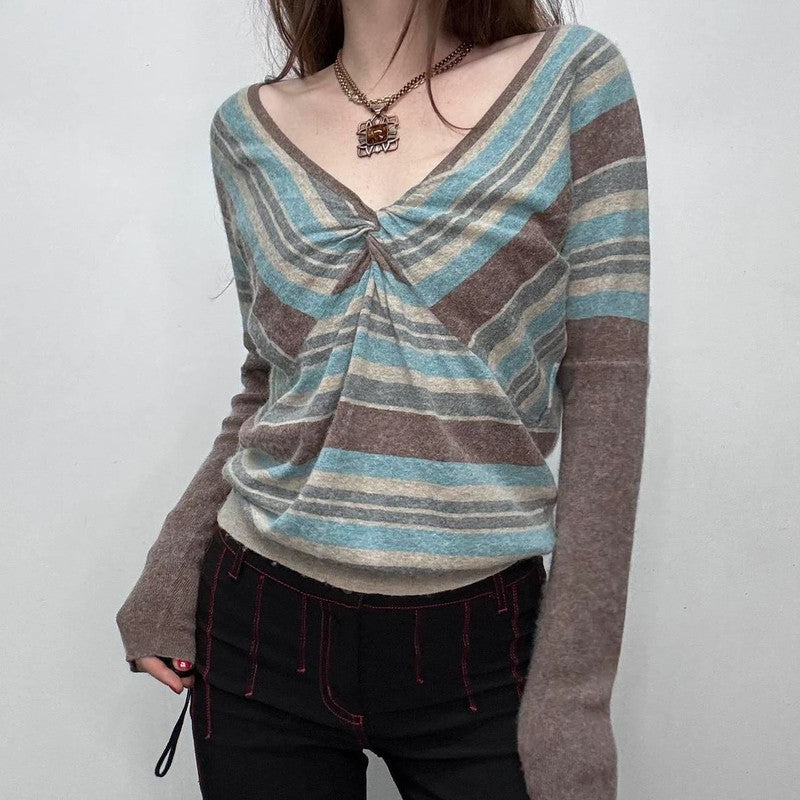 slouchy striped wool jumper