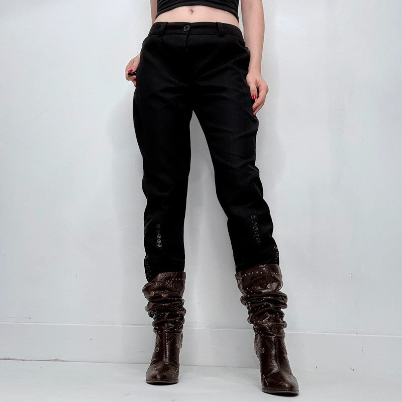 Black gothic regency style button up capri pants