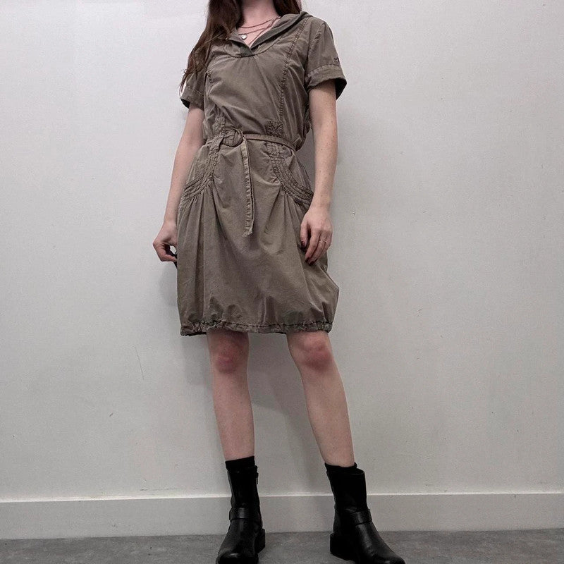 khaki cargo shirt dress