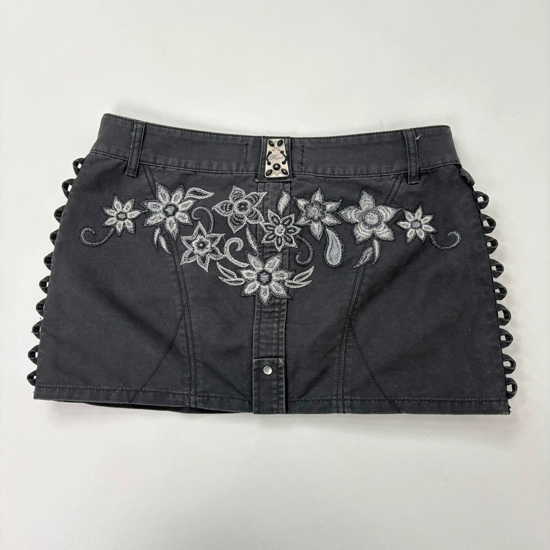 pleated military grey mini skirt