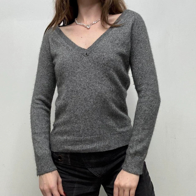 grey cashmere knit jumper