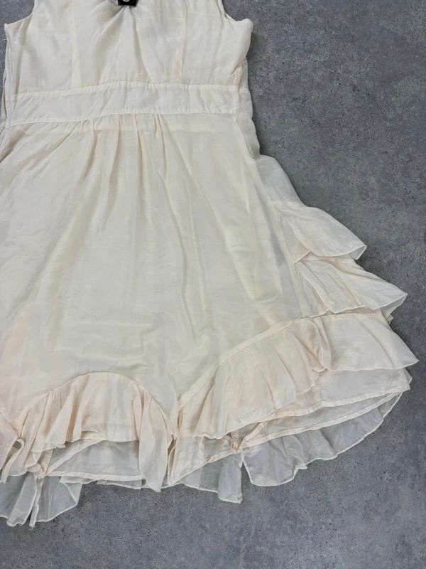 cream layered ruffle cotton silk summer mini dress