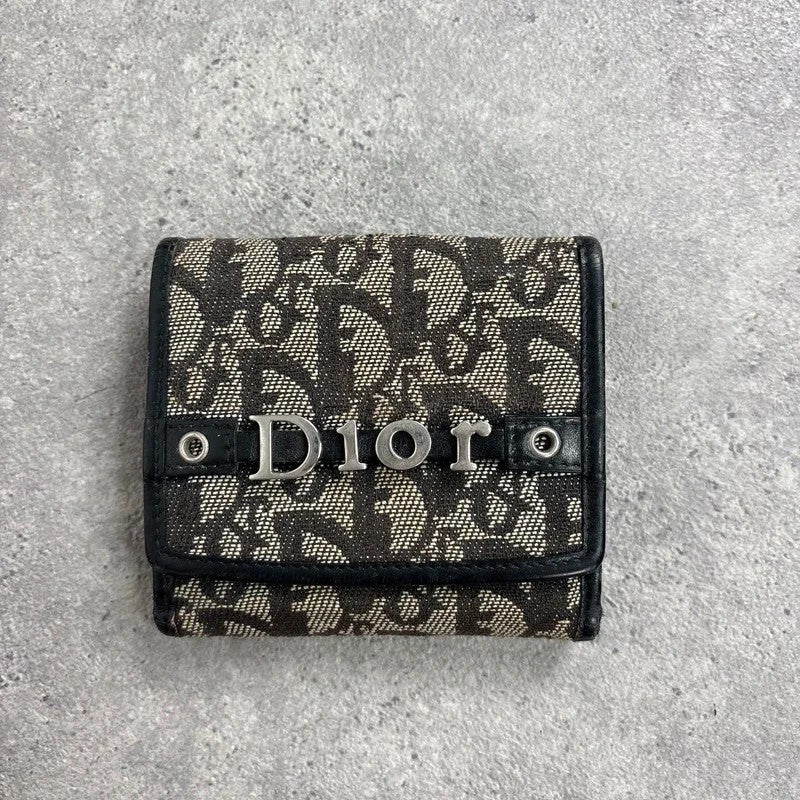 Vintage Dior monogram oblique canvas tri-fold wallet