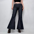 dark denim flared low rise stretch jeans