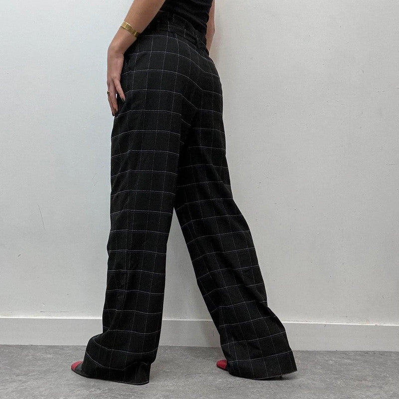 wide leg oversized checked suit trousers