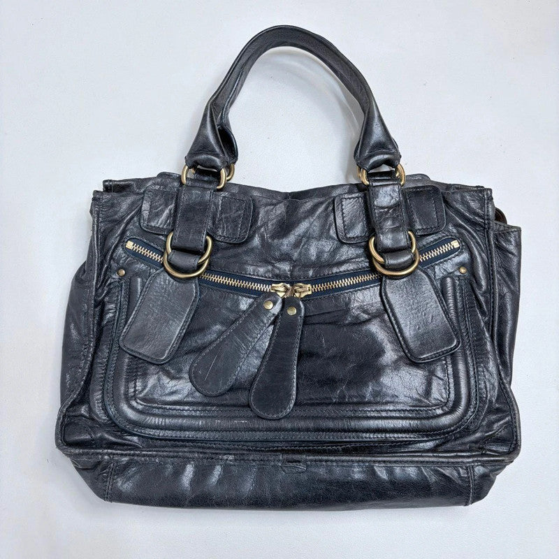 Chloé leather bay bag in navy