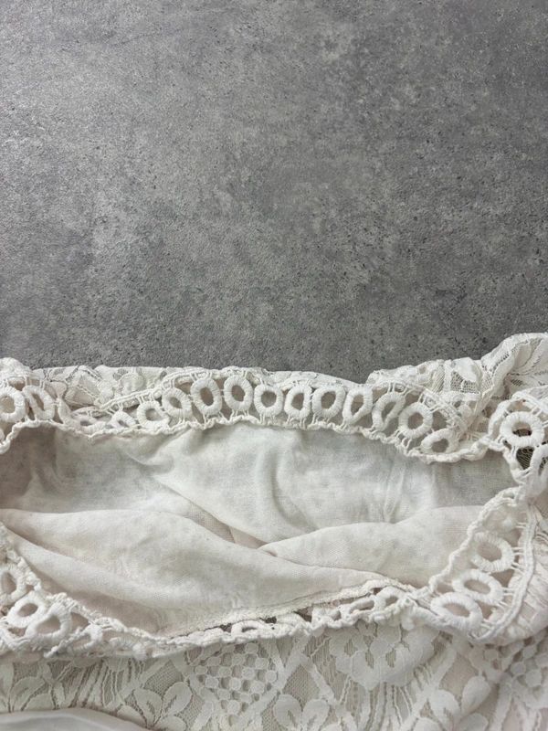white lace layered wide neck boho dress