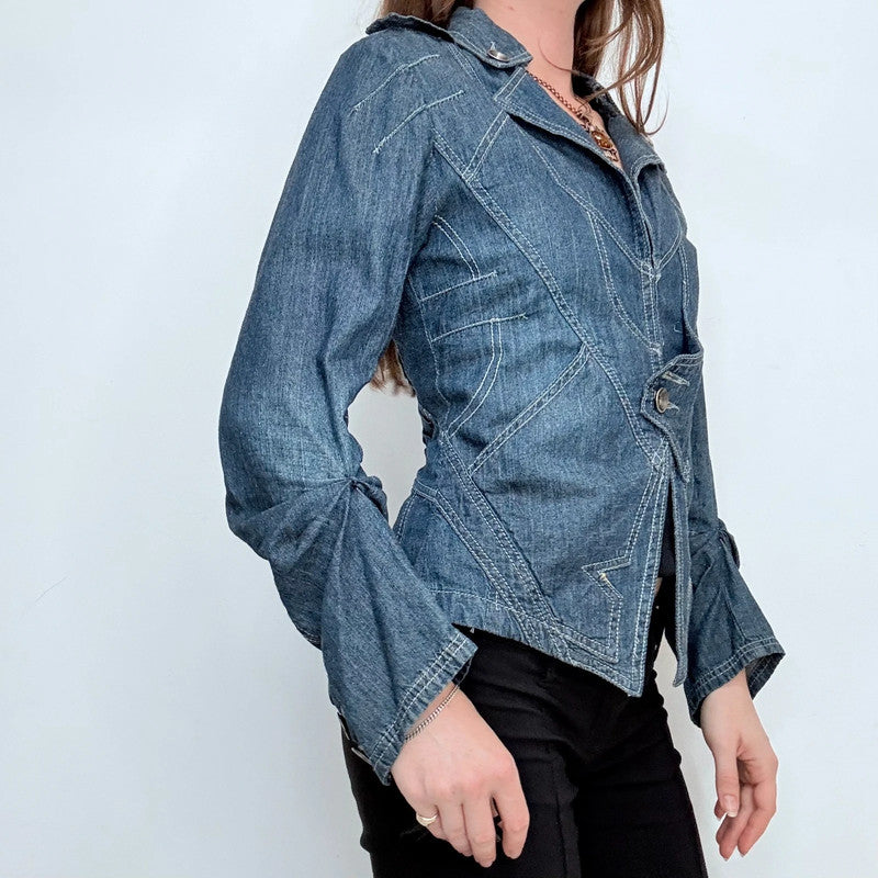 asymmetric structured denim utility jacket