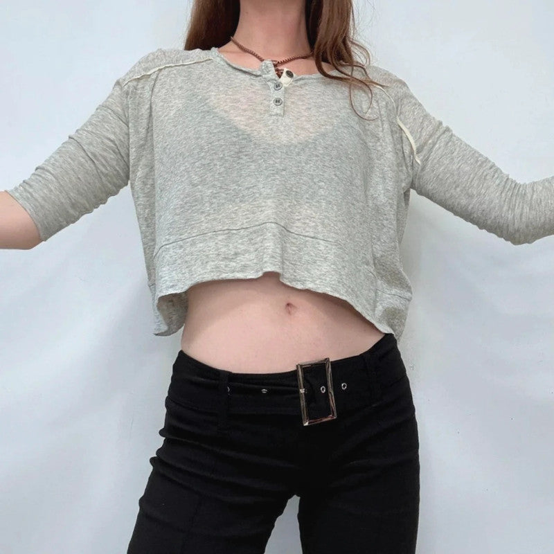 grey allsaints mini cropped sheer cotton t-shirt