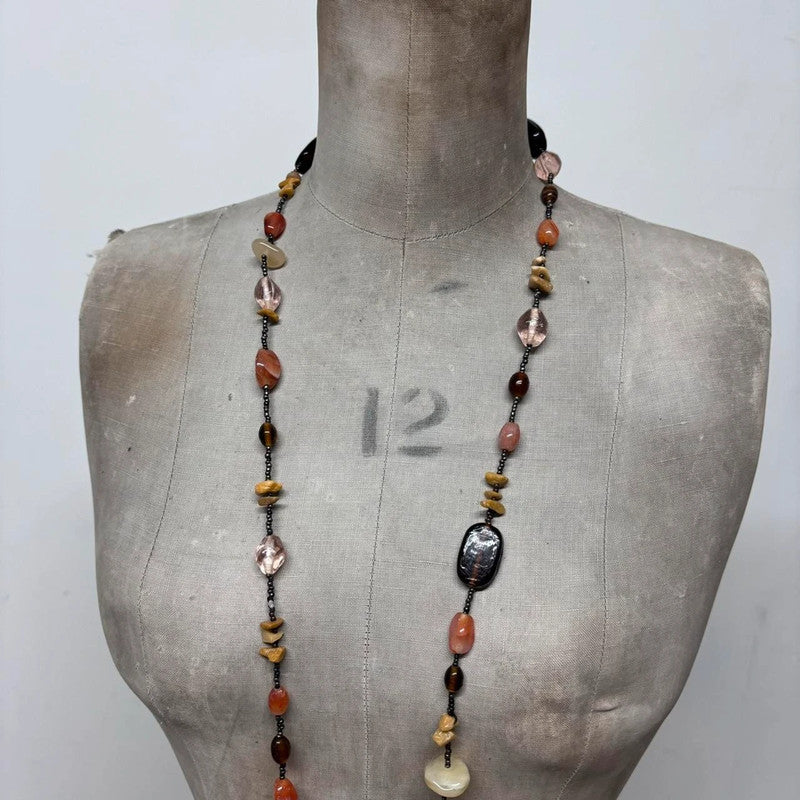 long crystal beaded boho necklace