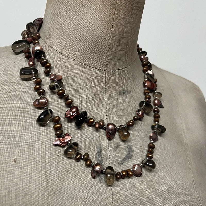 grunge pearl crystal necklace