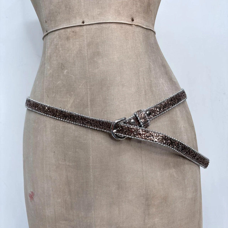 thin silver giltter belt