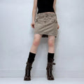 tan utility mini cargo skirt