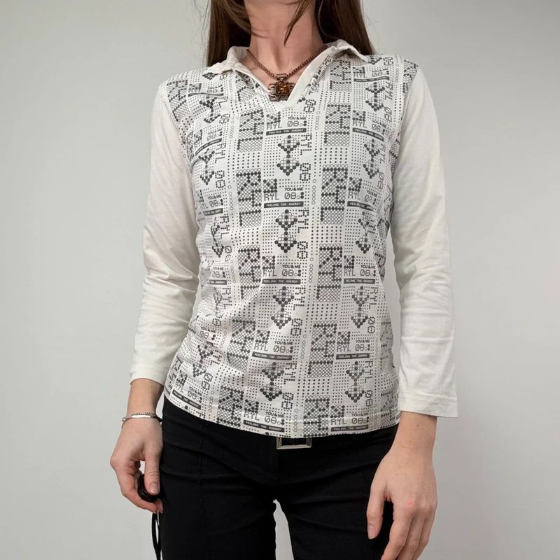 White Graphic printed Polo Shirt