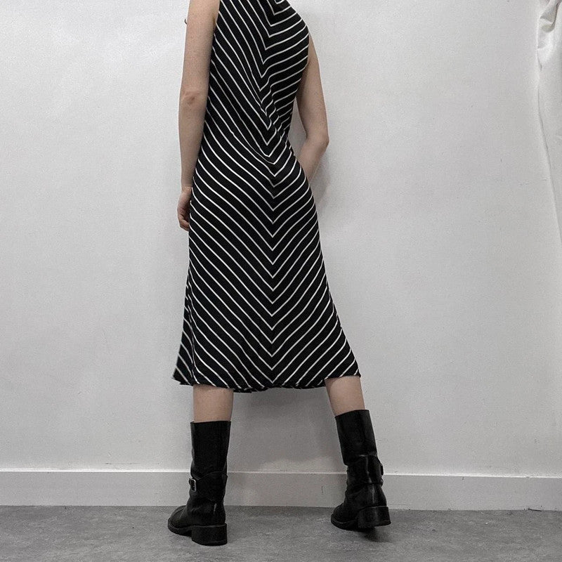 pinstripe silk bias cut floaty dress
