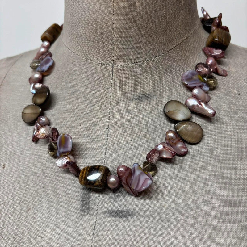 pearl crystal gemstone necklace