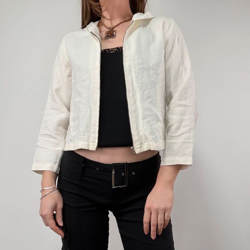 White Linen mini cropped shirt