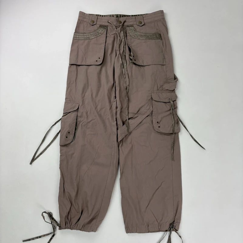 brown low rise tech trousers